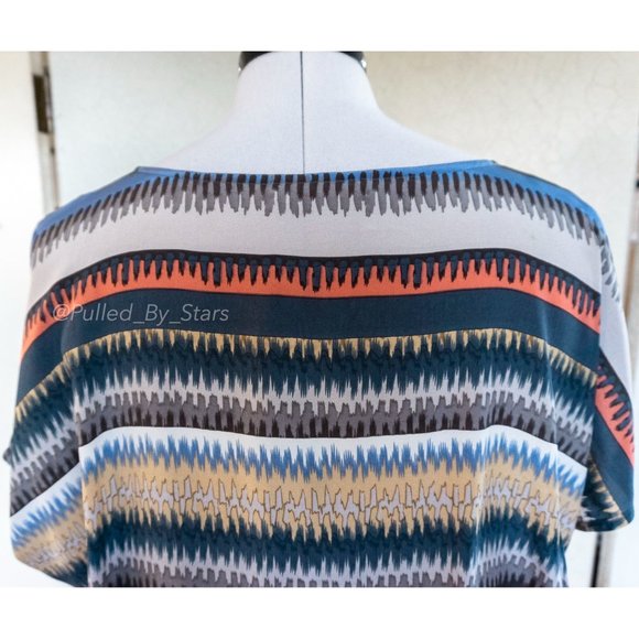 CHELSEA FLOWER Multicolor Abstract Stripe Scoop-Neck Short-Sleeve Top - NWT! - Picture 11 of 16
